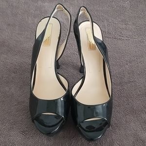Black patent leather heels